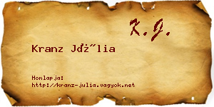 Kranz Júlia névjegykártya